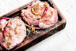 Raw meat,pork steak