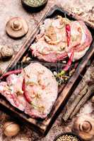 Raw meat,pork steak