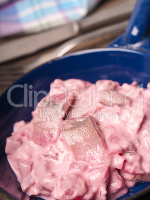 Herring with beet root sauce