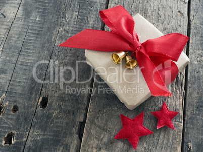 Christmas gift box with red bow