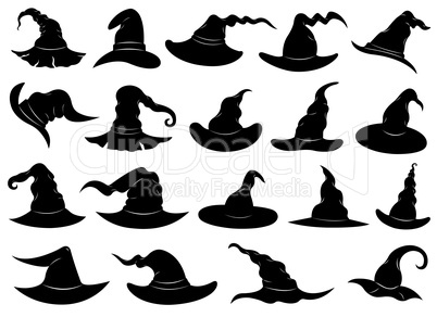 Illustration of different witch hats