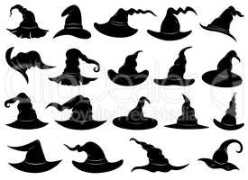Illustration of different witch hats