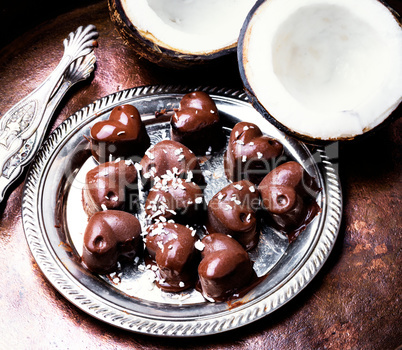 chocolate candies sweets with coconut