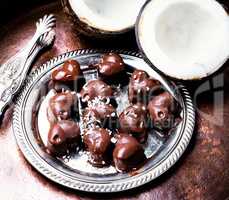 chocolate candies sweets with coconut