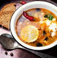 solyanka traditional Russian soup