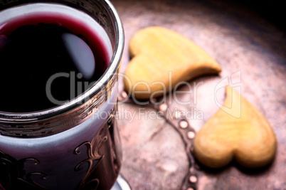 Wine and symbolic heart