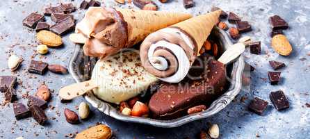 chocolate ice cream with nuts