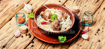 Meat cutlets and pasta