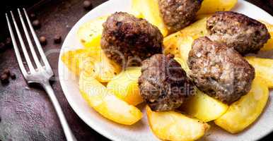 Meat cutlets and potatoes