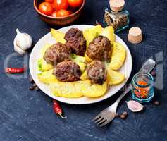 Meat balls with baked potatoes