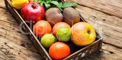fruit in a wooden box