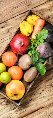 fruit in a wooden box