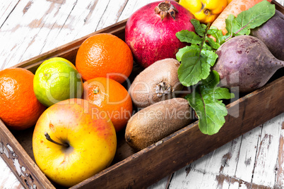 fruit in a wooden box