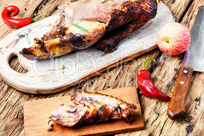 grilled duck with apples