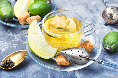Tea with lime and feijoa