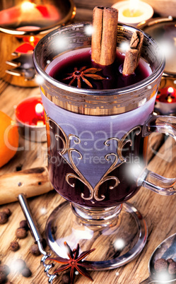 mulled wine in stylish glass