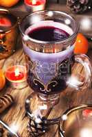 mulled wine in stylish glass