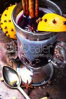 mulled wine in stylish glass
