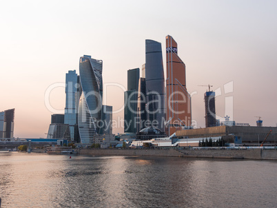 Moscow Modern buildings of glass and steel skyscrapers against the sky