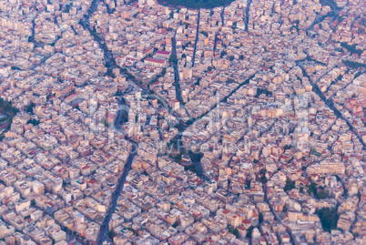 View of Thessaloniki, Greece. View from the plane to the city