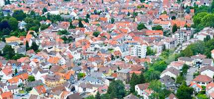 Panorama of the city. Germany. The type of roofs and streets fro