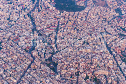 View of Thessaloniki, Greece. View from the plane to the city