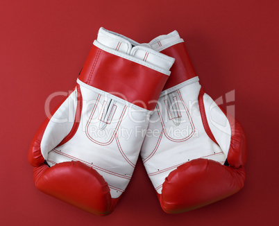 pair of red-white leather boxing gloves