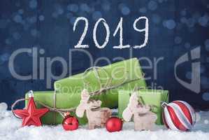 Green Christmas Gifts, Snow, Decoration, 2019, Cement Background