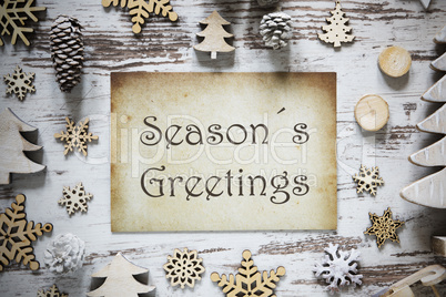 Rustic Christmas Decoration, Paper, Text Seasons Greetings