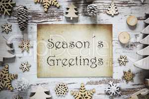 Rustic Christmas Decoration, Paper, Text Seasons Greetings