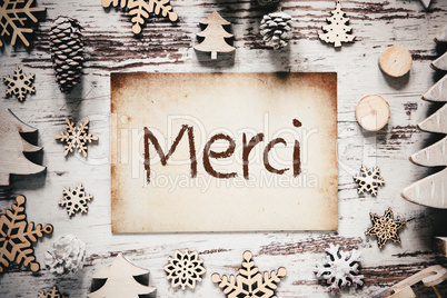 Nostalgic Christmas Decoration, Paper, Merci Means Thank You