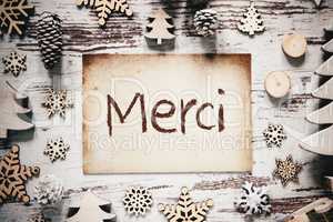 Nostalgic Christmas Decoration, Paper, Merci Means Thank You