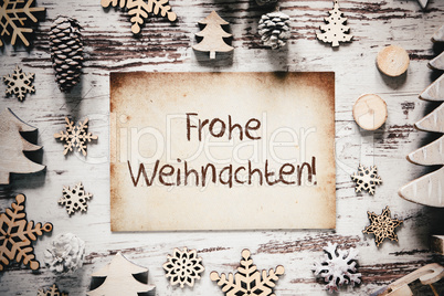 Nostalgic Decoration, Paper, Frohe Weihnachten Means Merry Christmas