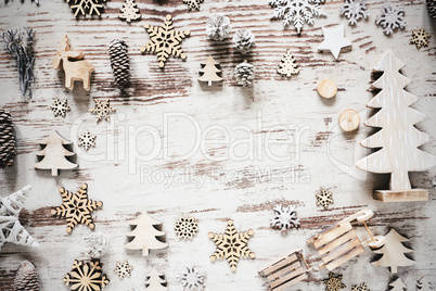 Rustic Flat Lay With Christmas Decoration, Copy Space Rustic Flat Lay With Christmas Decoration, Copy Space