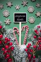 Retro Black Christmas Sign,Lights, Joyeux Noel Means Merry Christmas