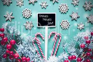 Black Christmas Sign,Lights, Frohes Neues Jahr Means Happy New Year