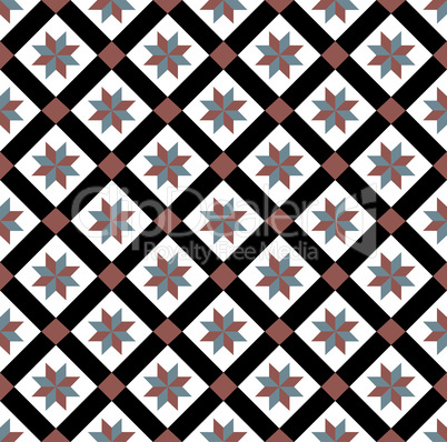 Red-blue spanish tiles pattern