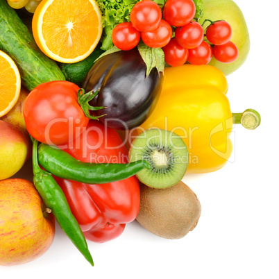 Fruits and vegetables isolated on white background.