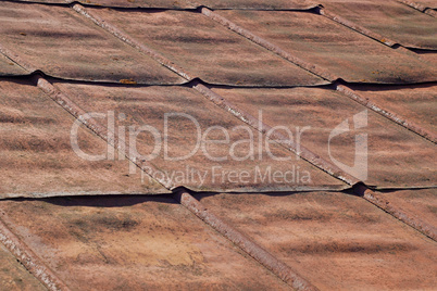 Detail of old metal rusty roof