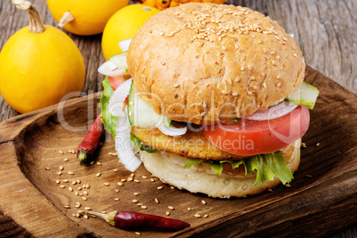 Diet hamburger with vegetables