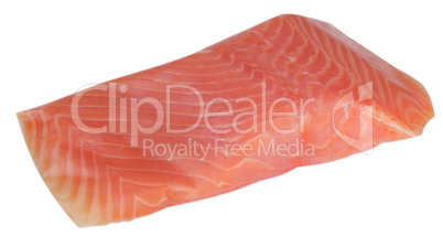 piece of red fish fillet isolated on white