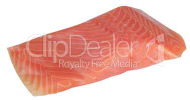 piece of red fish fillet isolated on white