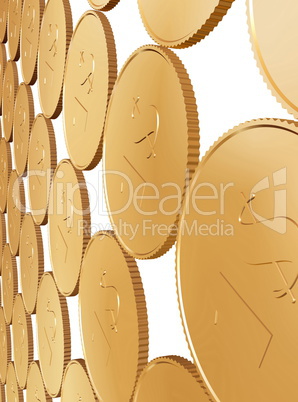 gold 1$ coin carpet on white