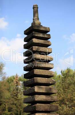 stone column in japan garden