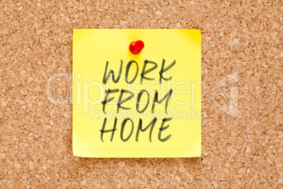 Work From Home Handwritten On Sticky Note