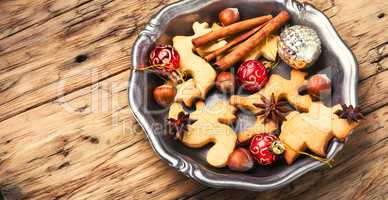 Christmas cookies and xmas baubles