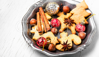 Christmas cookies and xmas baubles