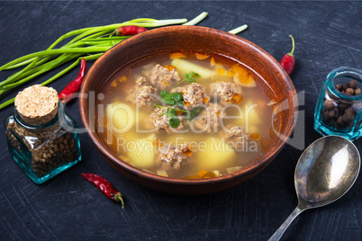 soup with meat balls