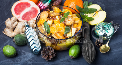 Christmas exotic fruit salad