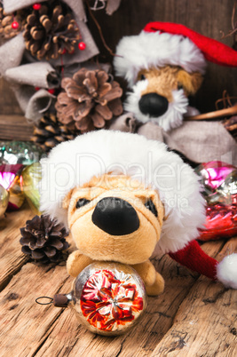 Christmas decoration with toy dog